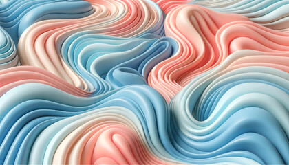 Fototapeta premium Three-Dimensional Wavy Lines in Gradient Colors