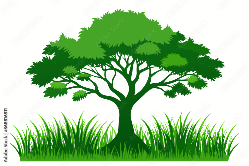 Wall mural green tree vector illustration