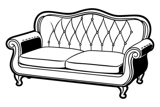 recommend clip art: line art sofa set vector illustration 