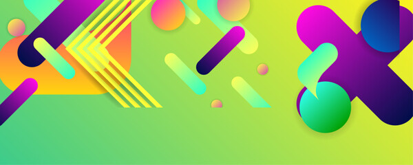 Bright background template summer juicy colors background with geometric elements, lines and dot