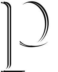 Trendy white font, lowercase letter p