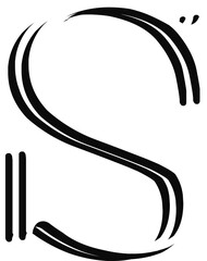 Trendy white font, lowercase letter s