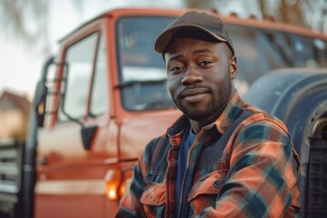 Young African American man working in roadside assistance towing service