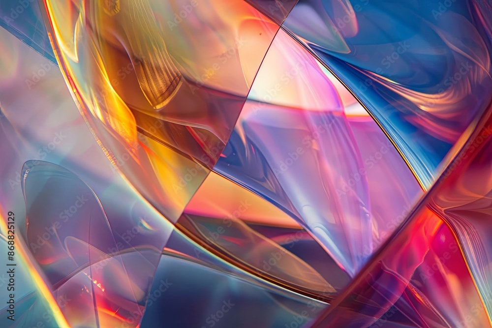 Poster Abstract colorful shapes with iridescent edges, creating a vibrant and dynamic composition. Generative AI