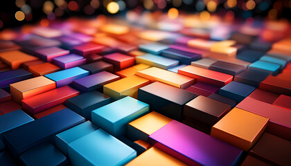 Colorful Rectangular Blocks Abstract Pattern Closeup