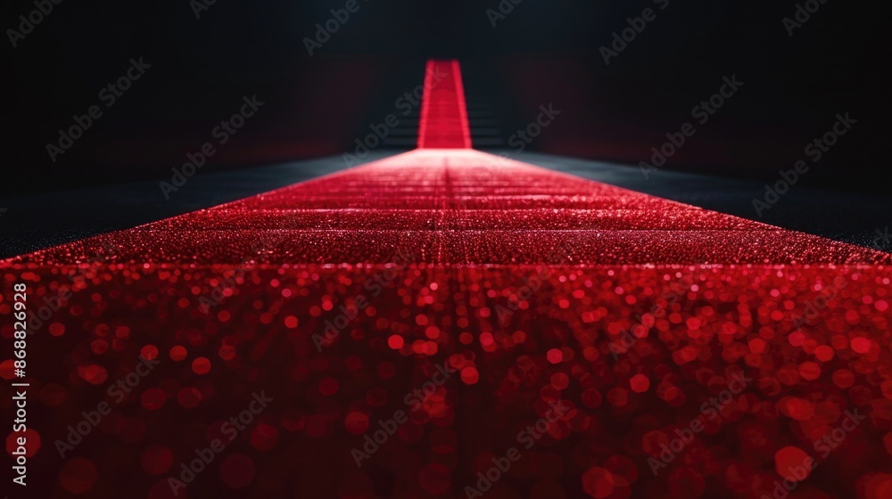 Leinwandbilder a red carpet leading to a source of light, often used for formal events or as a symbol of guidance