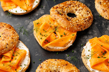 Vegan smoked salmon bagel with cream cheese. Healthy food concept
