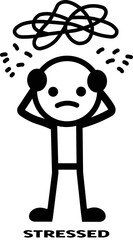  Minimalist stick man, stressed state of mind, representing emotions