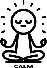 Minimalist stick man, calm state of mind, representing emotions