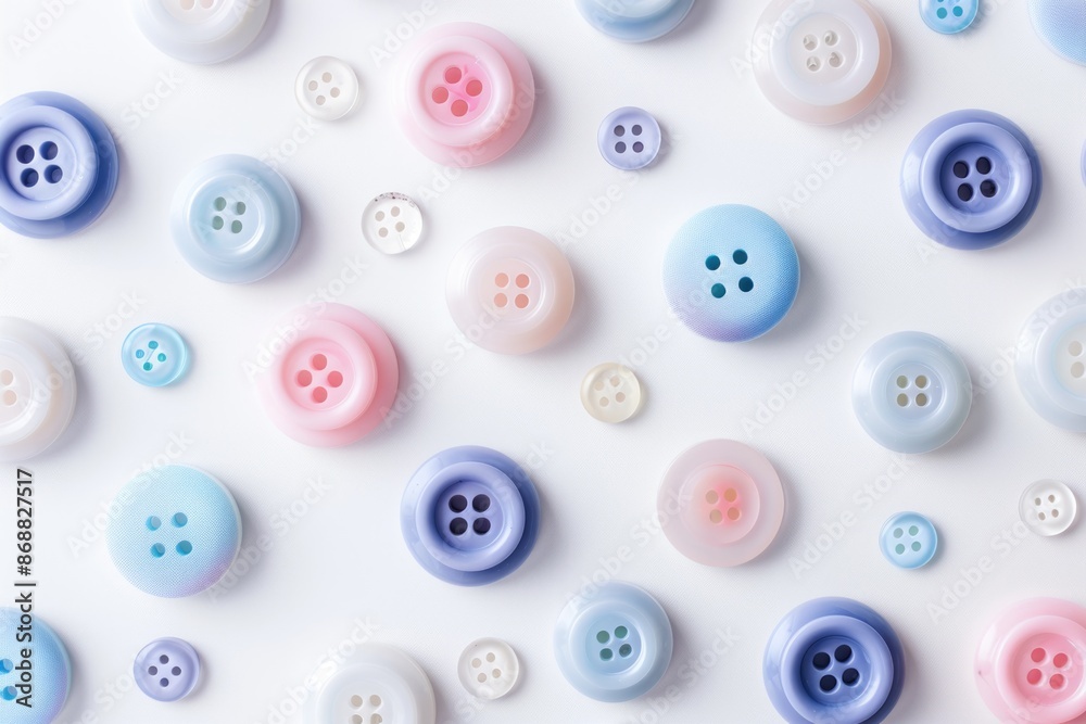 Poster A collection of colorful buttons arranged on a clean white surface