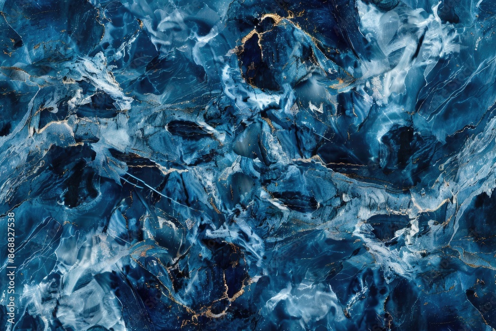 Poster A close-up view of the textured blue marble surface, ideal for use in science or nature-themed projects