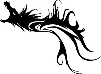 Naklejka premium ブラックドラゴンのトライバルアート