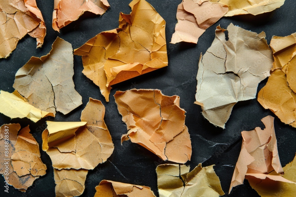 Aufkleber a close-up shot of a collection of papers with varying textures and colors