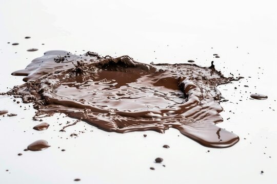 A small amount of chocolate on a clean white surface