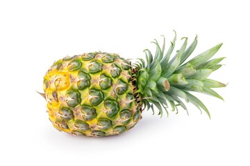 A fresh pineapple on a plain white surface, great for food and still life photography