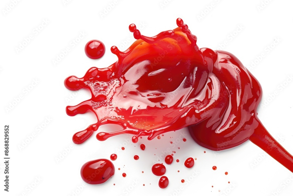 Poster a close-up shot of a red liquid splashing onto a white surface