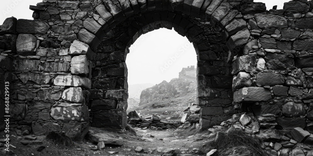 Poster A simple yet striking image of a stone arch, perfect for use in architectural or design contexts