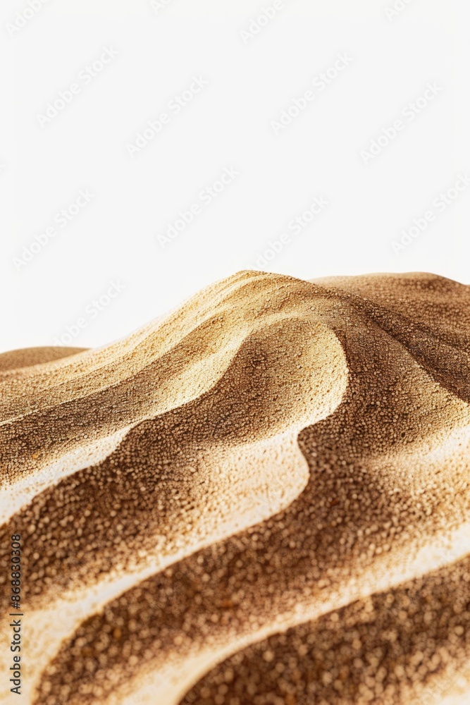 Poster a sandy dune texture image on a white background, ideal for travel and landscape design projects