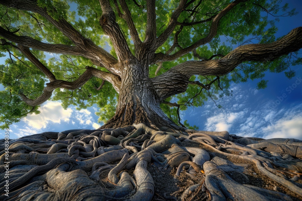 Aufkleber a large tree with multiple roots