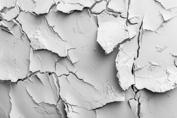 Obraz premium A close-up shot of a cracked concrete wall in black and white
