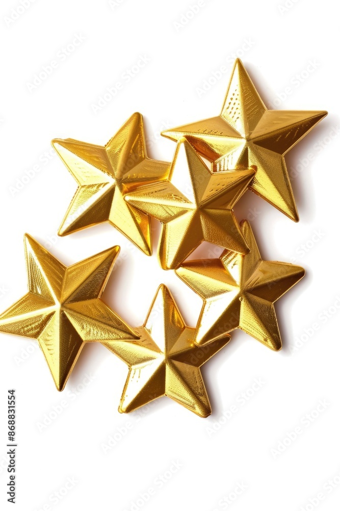 Poster a group of shiny gold stars arranged neatly on a white background