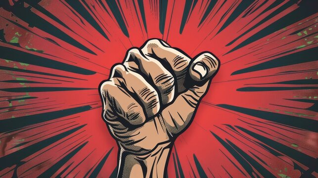 Comics style protest fist cartoon wallpaper background
