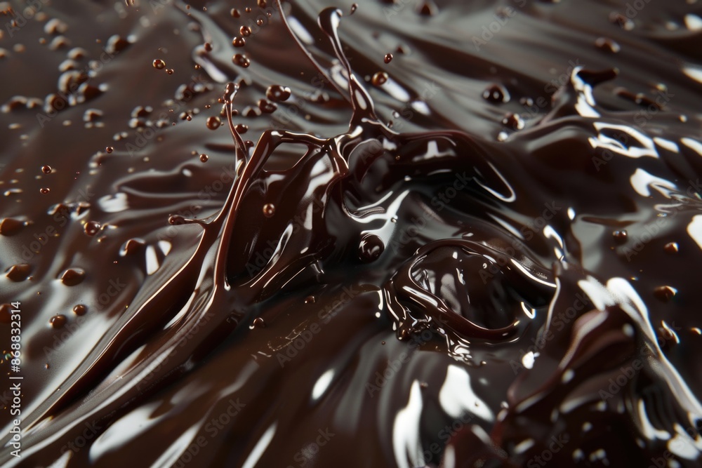 Poster A close-up shot of a smooth, chocolate-covered surface with a rich brown color and subtle sheen