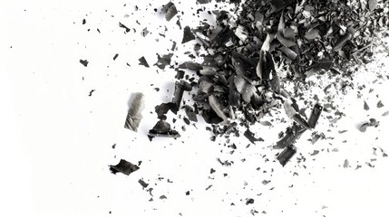 A black and white photo of a pile of rubble, useful for depicting post-apocalyptic or urban decay scenes