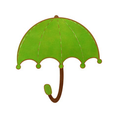 green umbrella isolated on white background