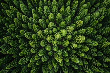 Aerial view of a single pine tree standing tall in its surroundings