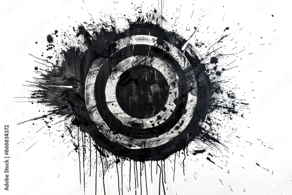 Poster a classic bulls eye target image with concentric circles in black and white