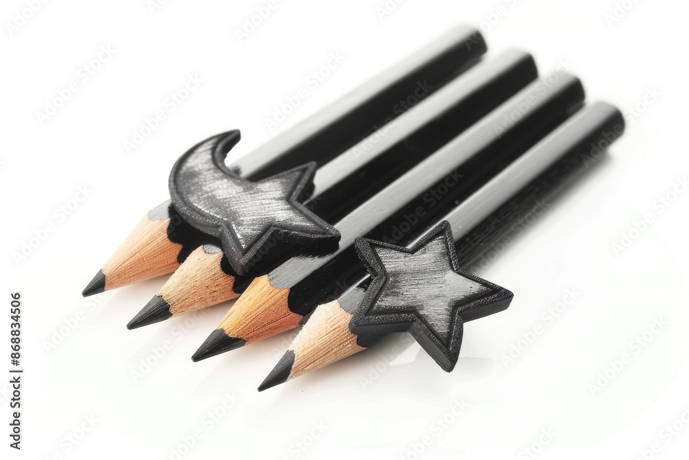 Poster A collection of black pencils arranged neatly side by side