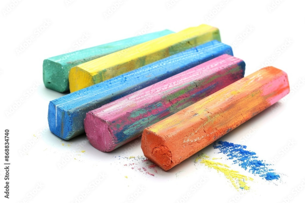 Poster A close-up view of a box of colorful crayons, ideal for use in educational or creative contexts