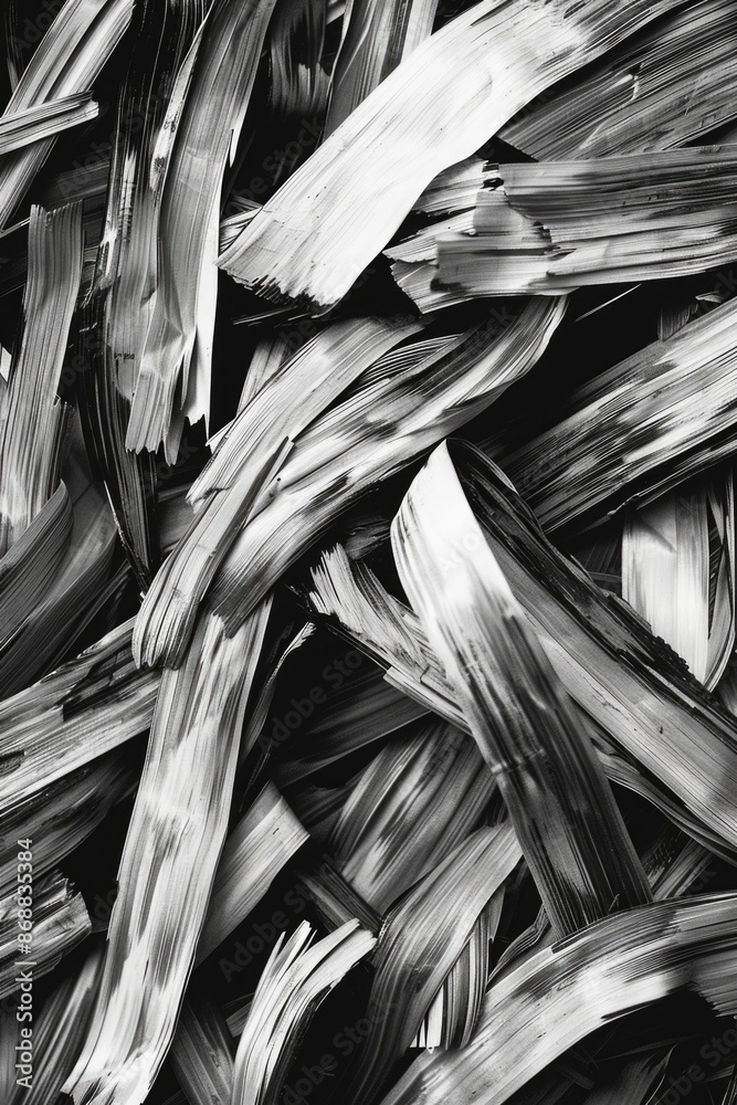 Poster a collection of abstract brush strokes in monochrome colors