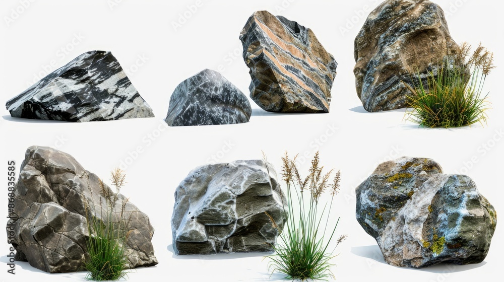 Poster a close-up view of a rocky terrain with grass growing in between the stones