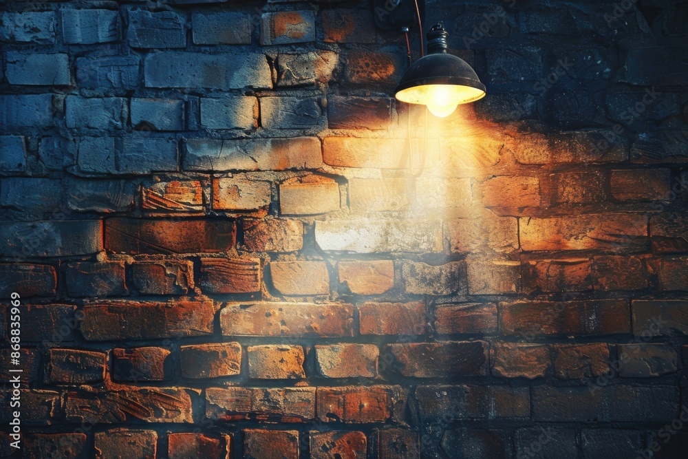 Poster a brick wall illuminated by a single light source