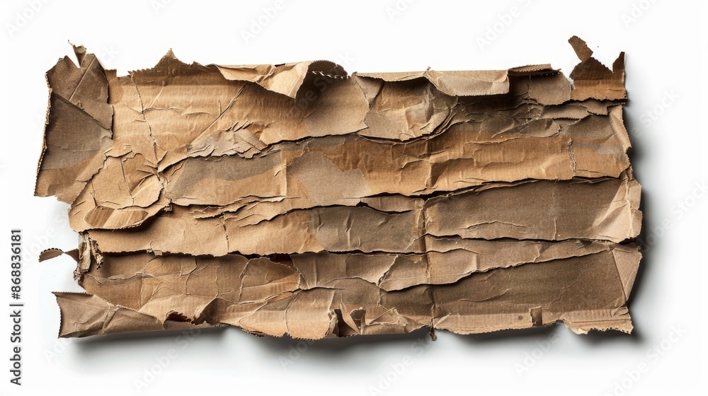Poster A fragment of old paper with rough edges, lying on a clean and smooth surface