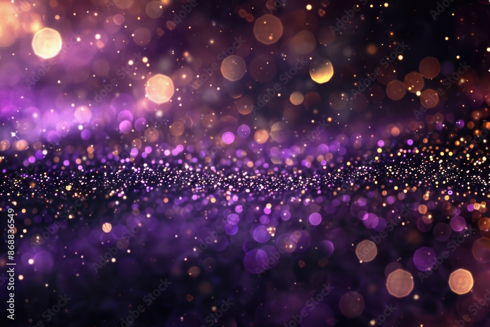 Poster a dark purple and black background filled with colorful lights, ideal for use in sci-fi or futuristi