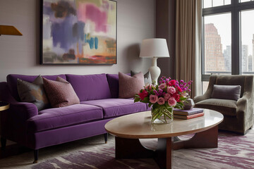 Modern and Cozy Living Room with Large Windows