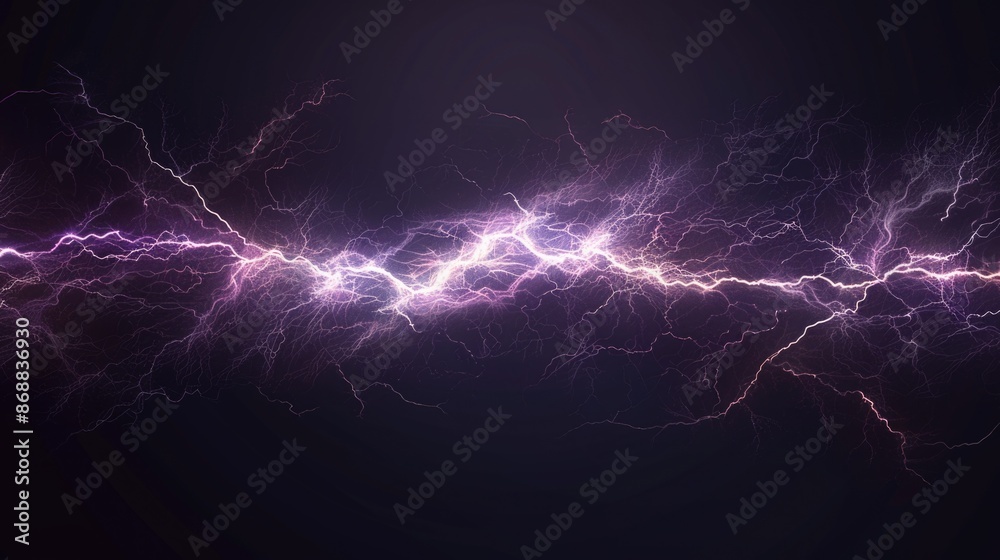Poster a dark and ominous backdrop featuring a purple and black sky with flashes of lightning