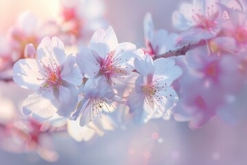 Obraz premium A close-up view of a flower bunch growing on a tree branch, with details of the blooms and foliage