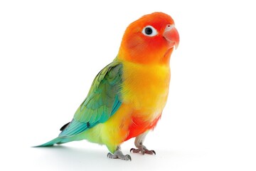 Obraz premium A vibrant bird perched on a clean white background