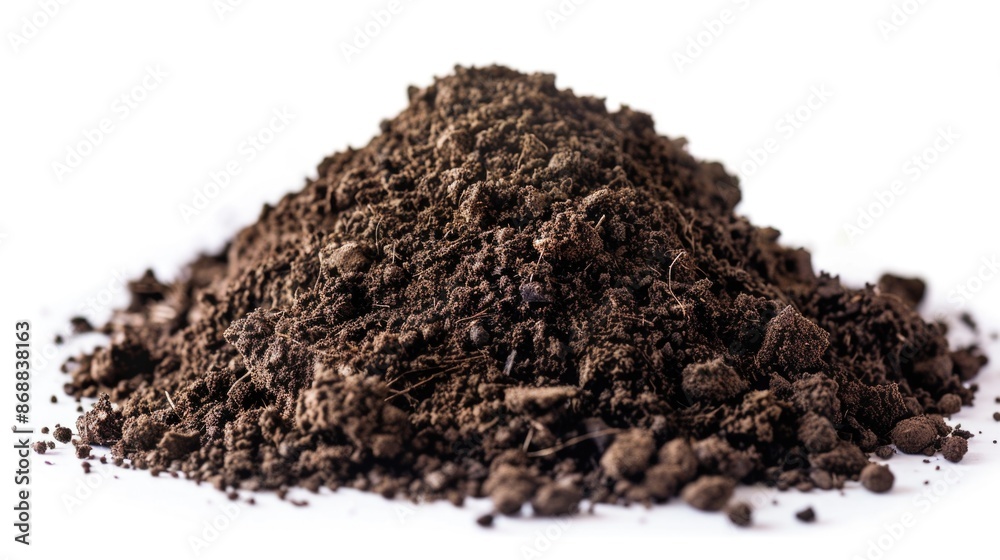 Poster a pile of dirt sits on a clean and white surface, perfect for use in illustrations or designs where 