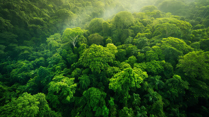 Aerial View of Lush Tropical Rainforest