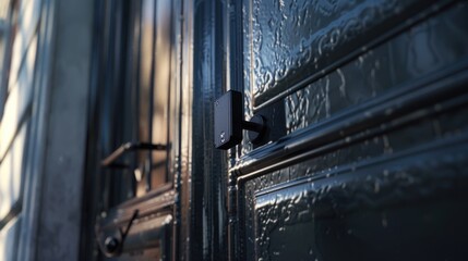 Obraz premium Close-up shot of a door handle on a train, great for travel or transportation-related projects