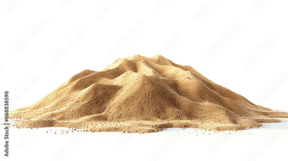 Poster a pile of sand sits on top of a white surface, perfect for use in beach-themed designs or as a symbo