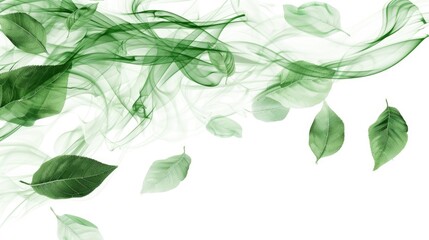 Obraz premium A swirling cloud of green smoke fills the frame with a plain white background