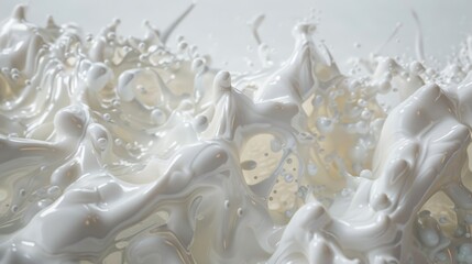 A close-up shot of a bunch of white liquid with varying shapes and textures