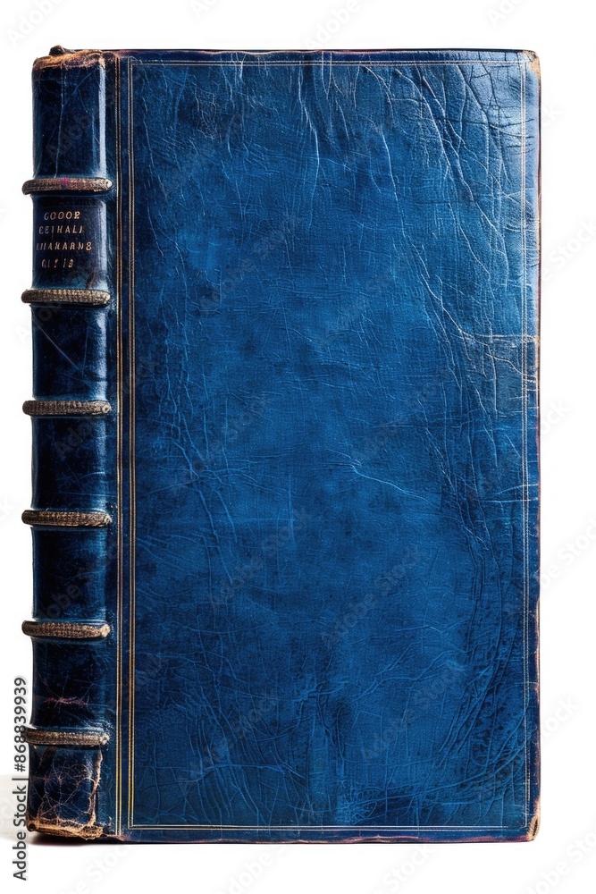 Poster A closed leather-bound book sits on a plain white surface, perfect for use in editorial or commercial contexts where a simple, elegant image is needed