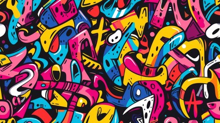 Abstract Colorful Graffiti Pattern